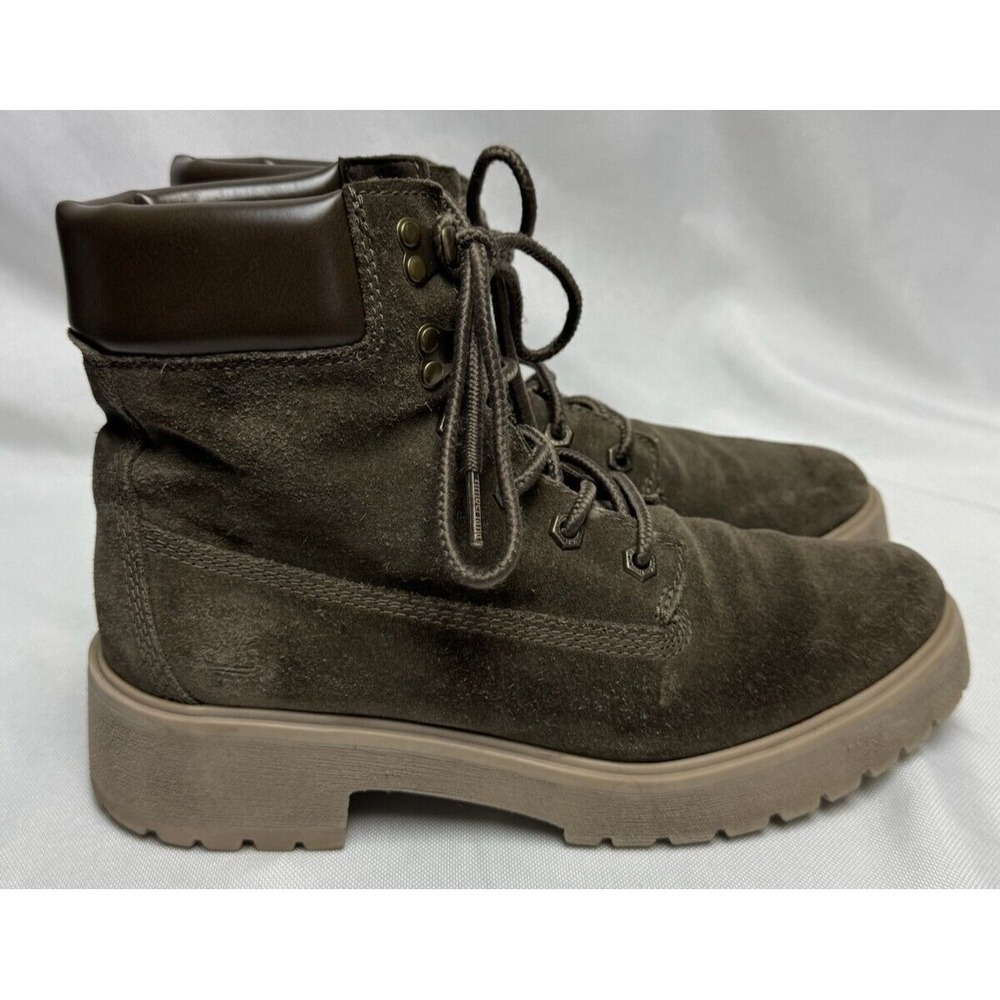 Timberland Carnaby Cool Women Size 8.5 Work Boots Lace Up Olive Brown A1XS3 READ